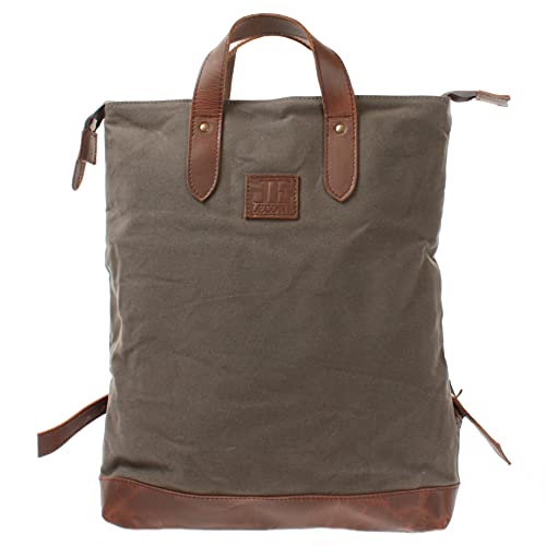 LECONI Rucksack retro Lederrucksack Freizeitrucksack Vintage-Look Wanderrucksack backpack modern für Damen & Herren Canvas Leder 39x45x10cm grau LE1021-C von LECONI