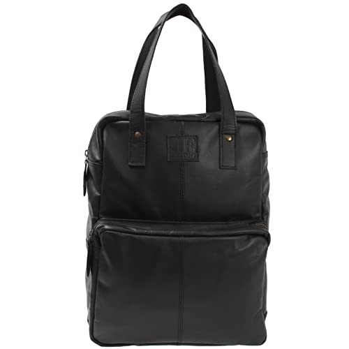 LECONI Rucksack retro Lederrucksack Freizeitrucksack Vintage-Look Wanderrucksack backpack modern für Damen & Herren echtes Leder 28x37x13cm schwarz LE1019-wax von LECONI