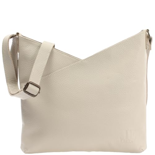 LECONI Schultertasche Damentasche Natur weiche Ledertasche Umhängetasche Handtasche Damen Leder 32x29x3cm creme beige LE0065-sof von LECONI