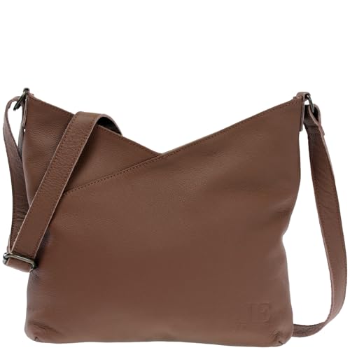 LECONI Schultertasche Damentasche Natur weiche Ledertasche Umhängetasche Handtasche Damen Leder 32x29x3cm rehbraun LE0065-sof von LECONI