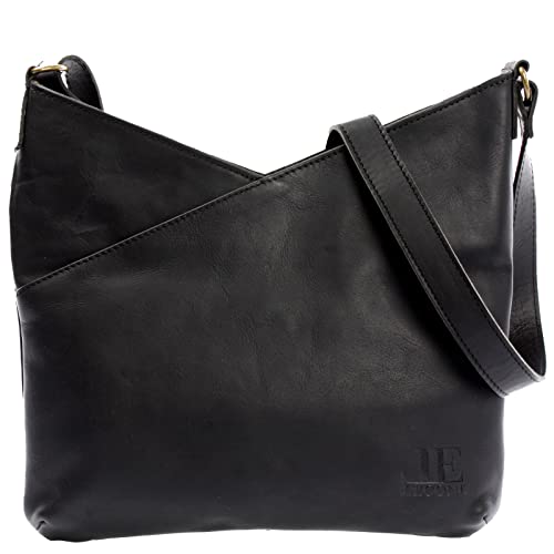 LECONI Schultertasche Damentasche Natur weiche Ledertasche Umhängetasche Handtasche Damen Leder 32x29x3cm schwarz LE0065-buf von LECONI