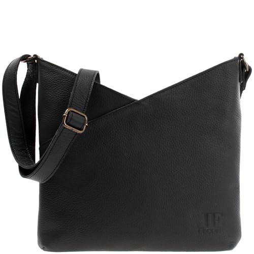 LECONI Schultertasche Damentasche Natur weiche Ledertasche Umhängetasche Handtasche Damen Leder 32x29x3cm schwarz LE0065-sof von LECONI