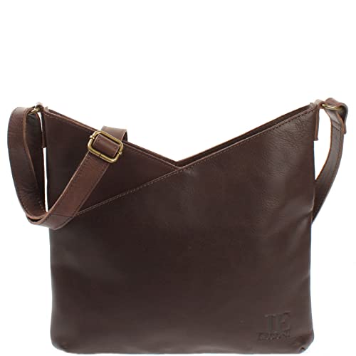 LECONI Schultertasche Damentasche Umhängetasche natur weiche Ledertasche Handtasche Damen Leder 32x29x3cm dunkelbraun LE0065-buf von LECONI