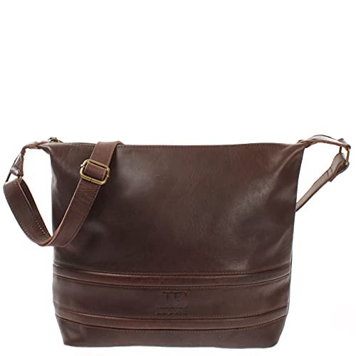 LECONI Schultertasche Damentasche Umhängetasche natur weiche Ledertasche Handtasche Damen Leder 33x28x10cm dunkelbraun LE0064-buf von LECONI