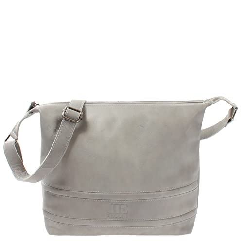 LECONI Schultertasche Damentasche Umhängetasche natur weiche Ledertasche Handtasche Damen Leder 33x28x10cm hellgrau LE0064-cha von LECONI