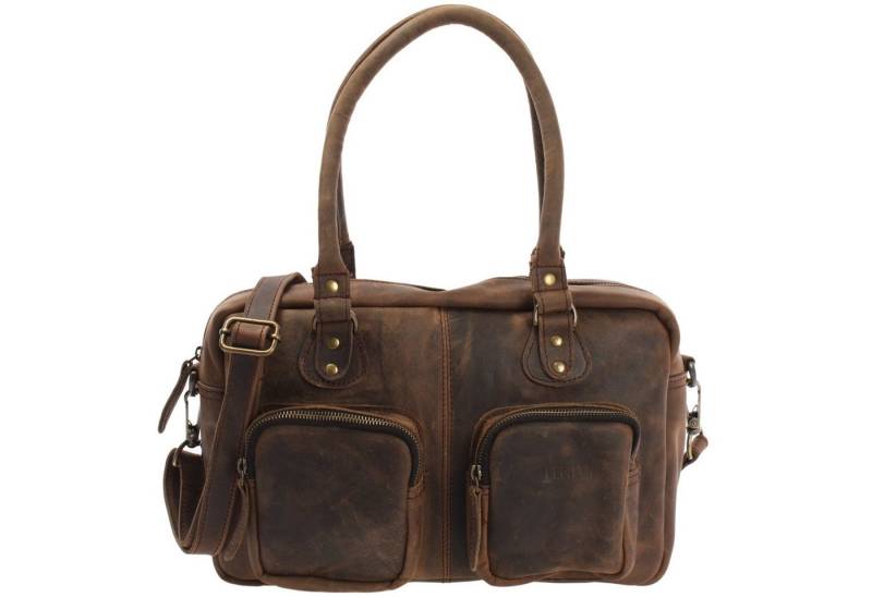 LECONI Schultertasche Handtasche Ledertasche Henkeltasche Damen Echt Leder LE0046, ideal für Alltag und Freizeit - Henkel + langer Tragegurt - 33x21x9cm von LECONI