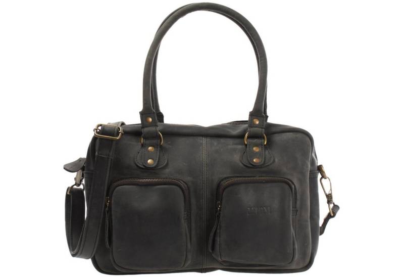 LECONI Schultertasche Handtasche Ledertasche Henkeltasche Damen Echt Leder LE0046, ideal für Alltag und Freizeit - Henkel + langer Tragegurt - 33x21x9cm von LECONI