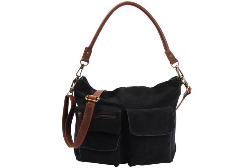 LECONI Schultertasche Handtsche Umhängetasche Damen Ledertasche Veloursleder LE0039, viele Fächer - längenverstellbarer Riemen - 41 × 32 × 10 cm von LECONI