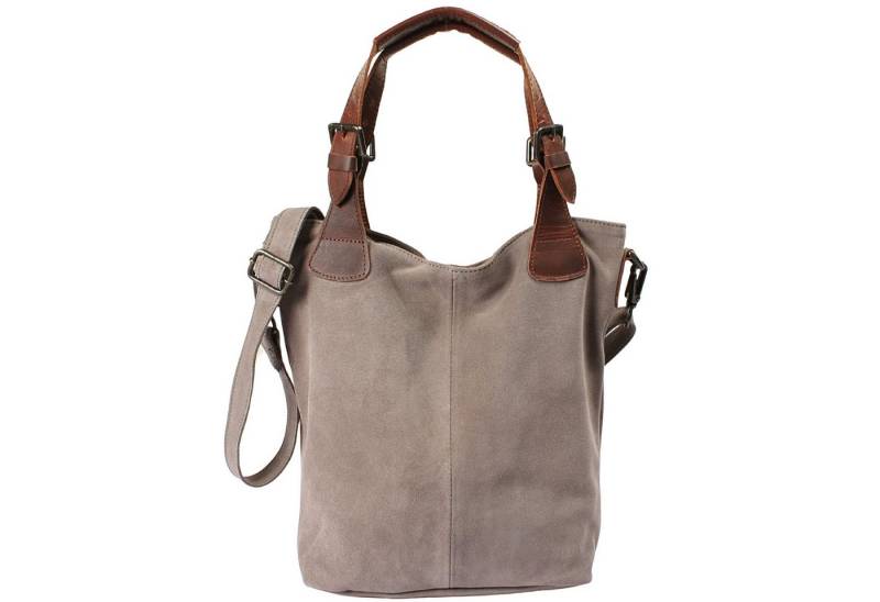 LECONI Schultertasche Henkeltasche Damentasche Handtasche für Damen Leder Shopper LE0054-VL, weiches Wildleder - geflochtene Henkel - verstellbarer Tragegurt von LECONI