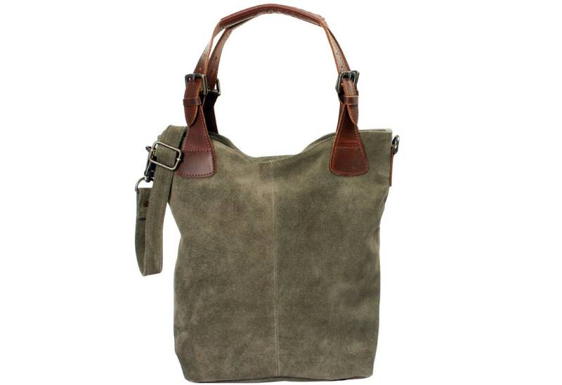 LECONI Schultertasche Henkeltasche Damentasche Handtasche für Damen Leder Shopper LE0054-VL, weiches Wildleder - geflochtene Henkel - verstellbarer Tragegurt von LECONI