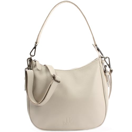 LECONI Schultertasche Henkeltasche Damentasche Umhängetasche natur weiche Ledertasche Handtasche Damen Leder 30x27x11cm beige LE0063-sof von LECONI