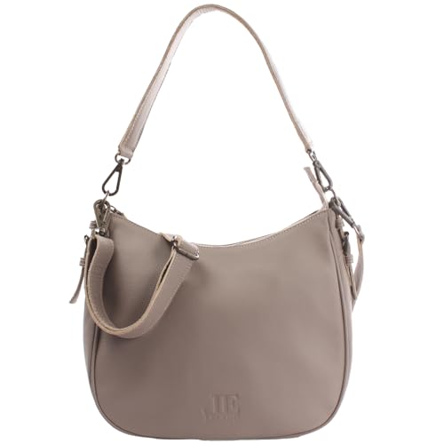 LECONI Schultertasche Henkeltasche Damentasche Umhängetasche natur weiche Ledertasche Handtasche Damen Leder 30x27x11cm taupe LE0063-sof von LECONI