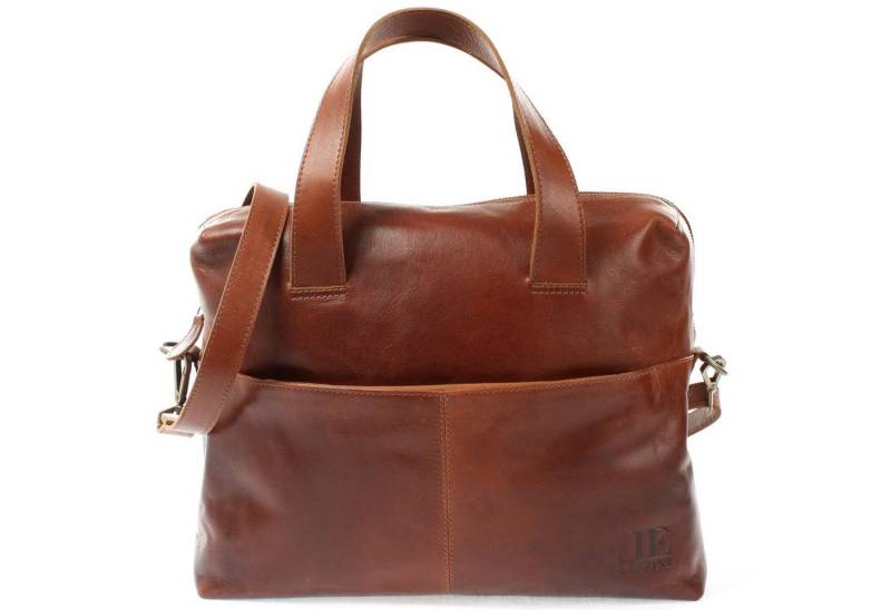 LECONI Schultertasche Henkeltasche Businesstasche Shopper Handtasche Damen Leder LE0059, echtes Leder – Notebookfach 32×24 cm – 36×29×12 cm von LECONI