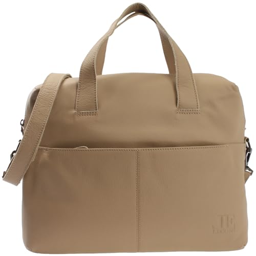 LECONI Schultertasche Henkeltasche für Frauen Büffel-Leder DIN-A4 Businesstasche Handtasche Shopper für Damen 36x29x12cm sand LE0059-sof von LECONI