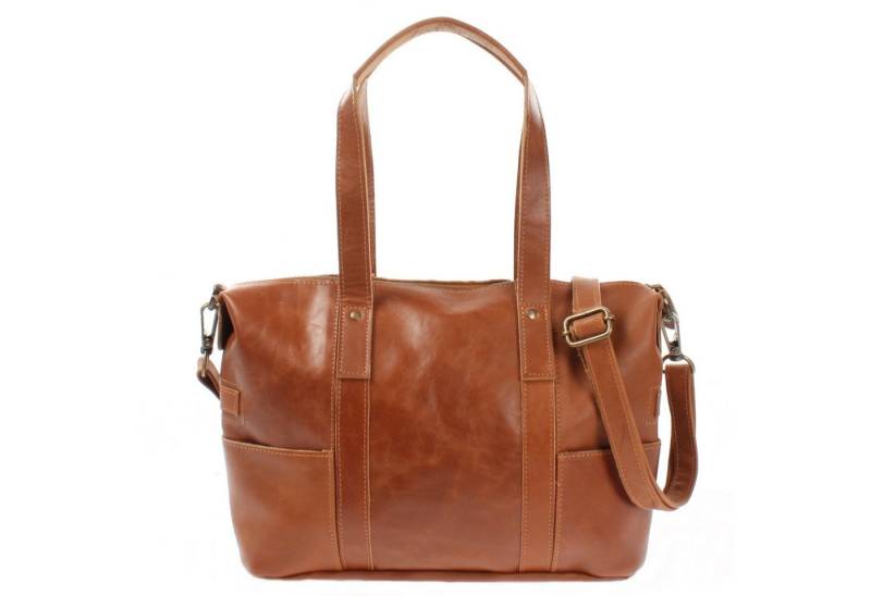 LECONI Schultertasche Shopper große Henkeltasche Damen Handtasche Echt Leder LE0034, viel Platz – Innenfach mit Zipper – 37×28×15 cm von LECONI