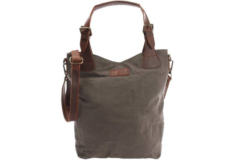 LECONI Schultertasche Umhängetasche Henkeltasche Shopper Damen-Tasche Canvas Leder LE0054, geflochtene Henkel - verstellbarer Tragegurt - Größe 34x35x10cm von LECONI