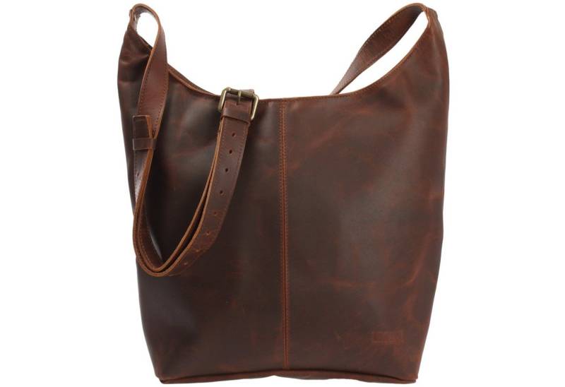 LECONI Schultertasche große Umhängetasche Beuteltasche Damentasche Shopper Echt Leder LE0055, Echtleder – Reißverschlussfach innen & außen – 34×34×11 cm von LECONI