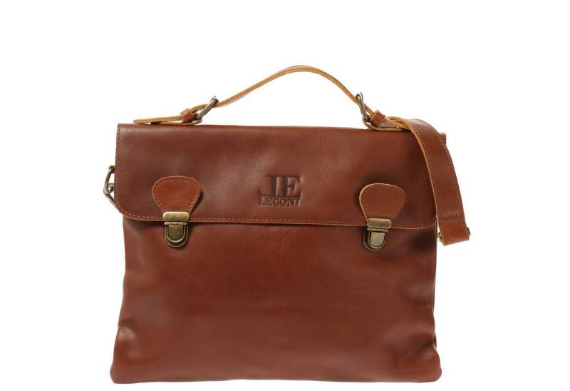 LECONI Schultertasche kleine Umhängetasche Crossbody Bag Damen Herren Echt Leder LE3079, Magnetverschluss & Retro-Schnallen – 32×26×5 cm von LECONI