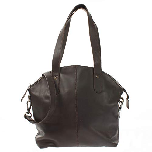 LECONI Shopper Schultertasche Damen Handtasche Ledertasche Natur Henkeltasche aus Leder Damentasche 33x30x10cm dunkelbraun LE0060-wax von LECONI