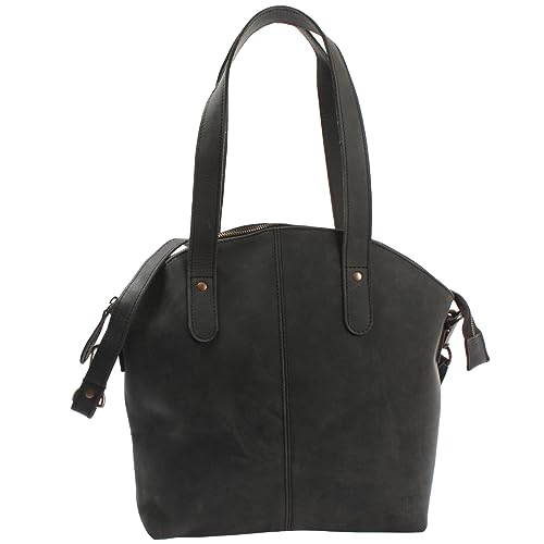 LECONI Shopper Schultertasche Damen Handtasche Ledertasche Natur Henkeltasche aus Leder Damentasche 33x30x10cm grau LE0060-wax von LECONI