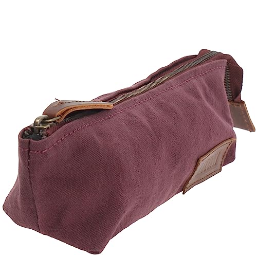 LECONI Stiftemappe Federtasche Mäppchen für Stifte Federmappe Utensilientasche Stifteetui Damen + Herren Canvas Leder 22x8x4cm bordeaux LE9026-C von LECONI