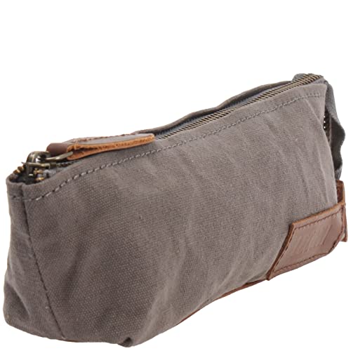 LECONI Stiftemappe Federtasche Mäppchen für Stifte Federmappe Utensilientasche Stifteetui Damen + Herren Canvas Leder 22x8x4cm grau LE9026-C von LECONI