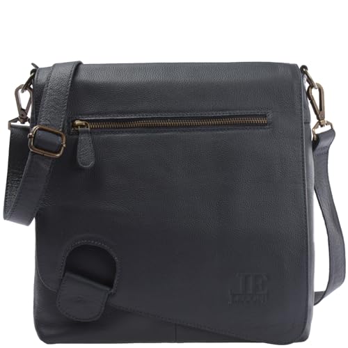 LECONI Umhängetasche Damen-Tasche Crossbag Leder Natur Schultertasche Vintage-Look Ledertasche Frauen + Herren Handtasche aus Echt-Leder 29x29x6cm navy LE3073-sof von LECONI