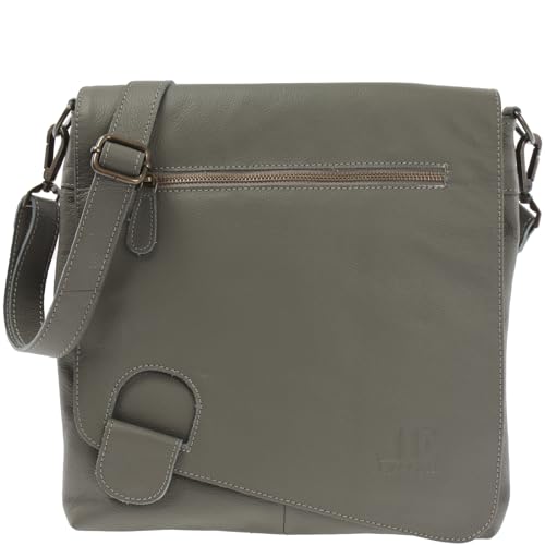 LECONI Umhängetasche Damen-Tasche Crossbag Leder Natur Schultertasche Vintage-Look Ledertasche Frauen + Herren Handtasche aus Echt-Leder 29x29x6cm oliv LE3073-sof von LECONI