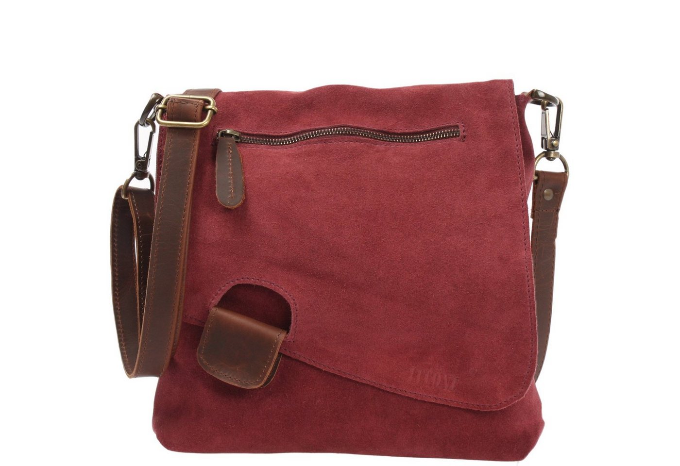 LECONI Umhängetasche Handtasche Ledertasche Damen Schultertasche Echt Wild-Leder LE3027, Überschlag mit Magnetverschluss – viele Fächer – 29 × 29 × 6 cm von LECONI