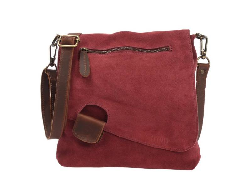 LECONI Umhängetasche Handtasche Ledertasche Damen Schultertasche Echt Wild-Leder LE3027, Überschlag mit Magnetverschluss – viele Fächer – 29 × 29 × 6 cm von LECONI