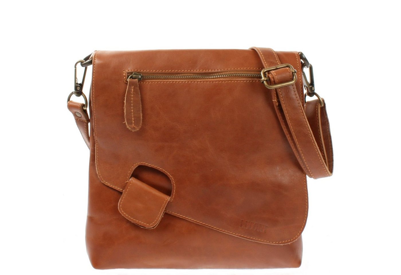 LECONI Umhängetasche Ledertasche Schultertasche Damen Handtasche echt Leder LE3027, Überschlag + Reißverschluss – viele Fächer – 29 × 29 × 6 cm von LECONI