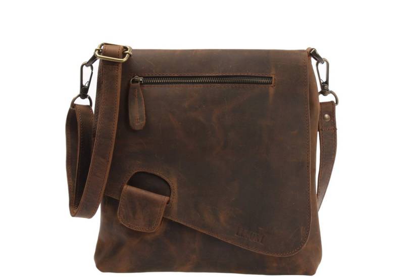 LECONI Umhängetasche Ledertasche Schultertasche Damen Handtasche echt Leder LE3027, Überschlag + Reißverschluss – viele Fächer – 29 × 29 × 6 cm von LECONI