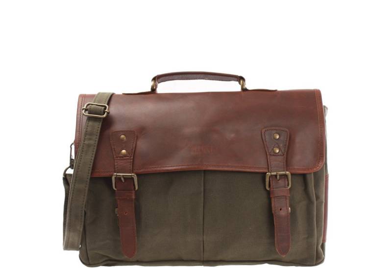 LECONI Umhängetasche Messenger Bag Damen Herren Din A4 Kuriertasche Leder Canvas LE3018 von LECONI