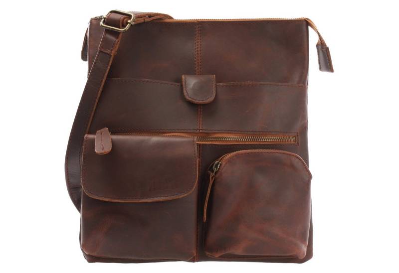 LECONI Umhängetasche Schultertasche Crossbody Tasche Damen Herren Echt Leder LE3011, Reißverschlussfächer vorn & hinten – verstellbarer Gurt – 28×30×5 cm von LECONI