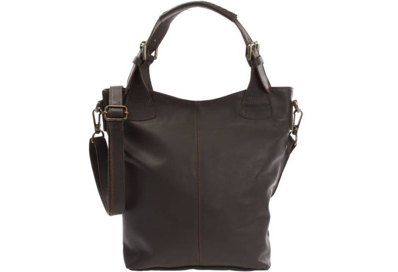 LECONI Umhängetasche Schultertasche Henkeltasche Frauen Handtasche Damentasche Leder LE0054, Gewachstes Rindsleder – Reißverschlussfach außen – 34x35x10 cm von LECONI