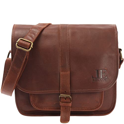 LECONI Umhängetasche Schultertasche für Damen Freizeittasche aus Büffelleder Damentasche Ledertasche für Frauen Echtleder Leder 28x26x10cm braun LE3085-buf von LECONI