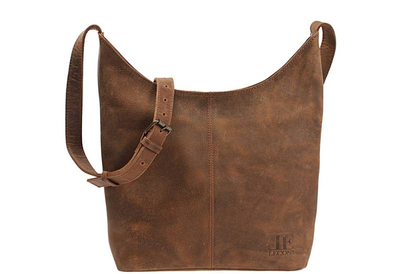 LECONI Umhängetasche mittlere Handtasche Damen Schultertasche Damentasche Leder LE0072, Echt Leder – verstellbarer Schulterriemen – Größe 33 × 33 × 9 cm von LECONI