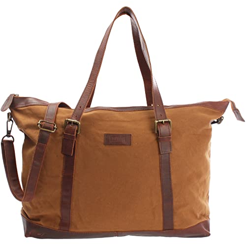 LECONI Weekender Canvas + Rinds-Leder Freizeittasche Reisetasche XL Shopper Damen + Herren Handgepäck Sporttasche Retro-Look 50x36x15cm Cognac LE2013-C LECONI Weekender Canvas + Rinds-Leder Freizeittasche Reisetasche XL Shopper Damen + Herren Handgepäck Sporttasche Retro-Look 50x36x15cm Cognac LE2013-C von LECONI