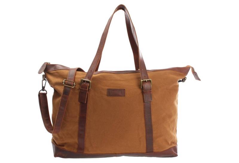 LECONI Weekender Reisetasche Shopper Sporttasche Damen Herren Leder Canvas LE2013, Imprägnierter Canvas – Lederdetails – Größe 55×36×15 cm von LECONI