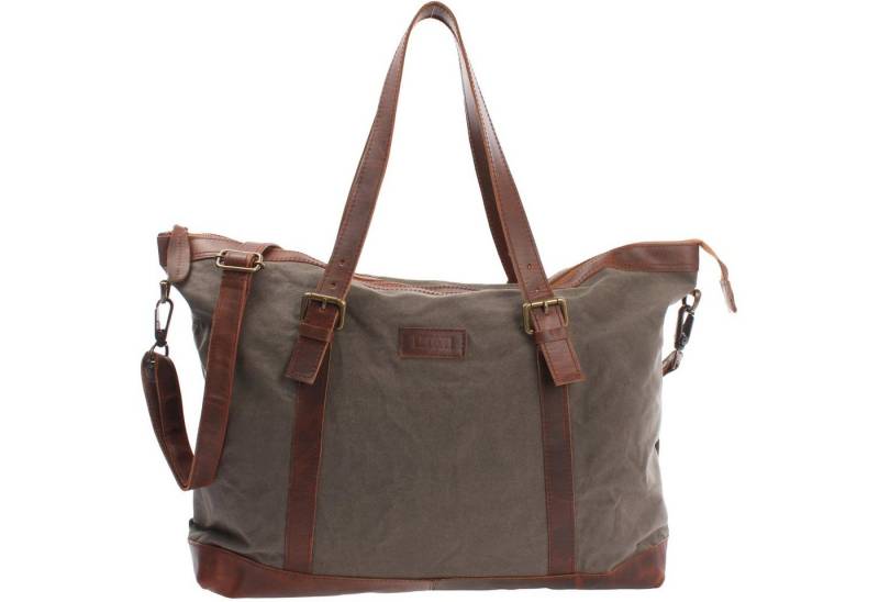 LECONI Weekender Reisetasche Shopper Sporttasche Damen Herren Leder Canvas LE2013, Imprägnierter Canvas – Lederdetails – Größe 55×36×15 cm von LECONI