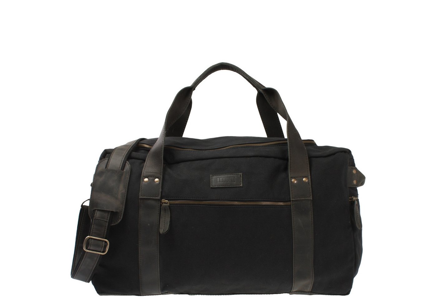 LECONI Weekender Sporttasche Reisetasche Damen & Herren Handgepäck Leder Canvas LE2014, Canvas & Leder - viele Außenfächer - 55x30x21 cm von LECONI