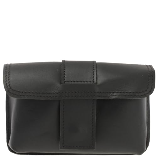 LECONI große Gürteltasche Bauchtasche Leder Hüfttasche Handytasche Ledertasche für Damen & Herren Rindsleder 18x10x6cm schwarz LE9030-wax von LECONI