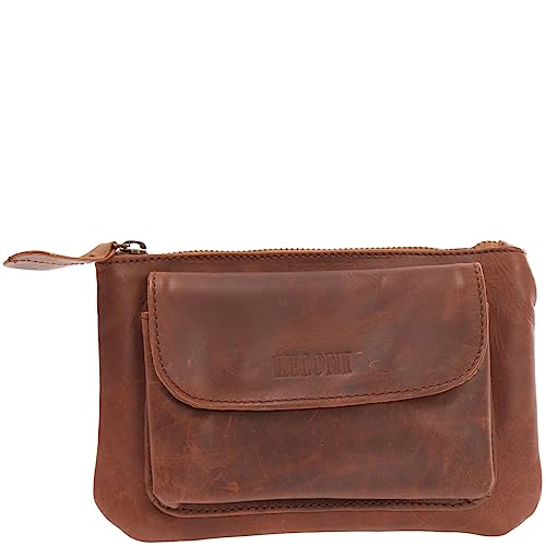 LECONI große Gürteltasche Bauchtasche Leder Hüfttasche für Smartphone + Schlüssel Handytasche Ledertasche für Damen & Herren Rindsleder 20x13x6cm braun LE9019-wax von LECONI