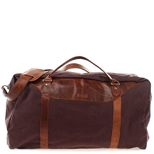 LECONI große Reisetasche Weekender Reisegepäck Handgepäck Sporttasche für Damen und Herren Leder + Canvas 53x28x25cm mokka LE2020-C von LECONI