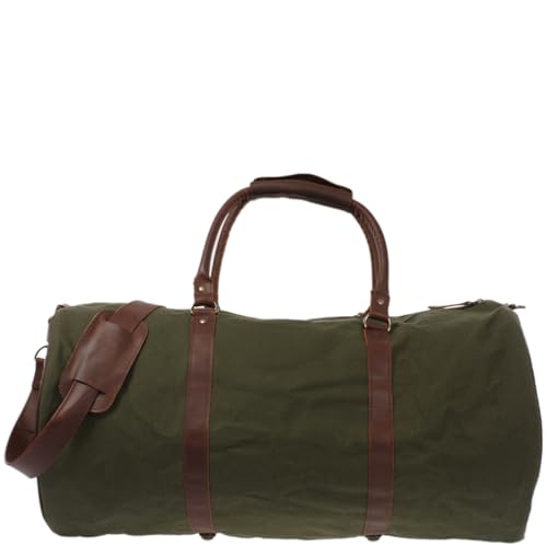 LECONI große Reisetasche Weekender Reisegepäck Handgepäck Sporttasche für Damen und Herren Leder + Canvas 60x30x30cm grün LE2026-C von LECONI