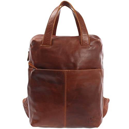 LECONI großer Rucksack Lederrucksack für Frauen und Männer DIN A4 Freizeitrucksack modern aus Büffelleder Damen Herren Leder 31x40x15cm braun LE1020-buf von LECONI