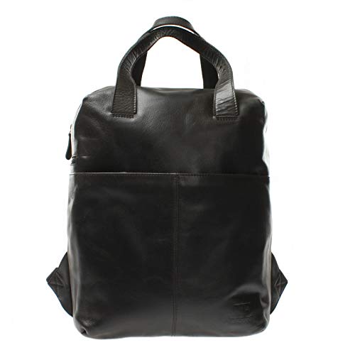 LECONI großer Rucksack Lederrucksack für Frauen und Männer DIN A4 Freizeitrucksack modern aus Büffelleder Damen Herren Leder 31x40x15cm schwarz LE1020-buf von LECONI