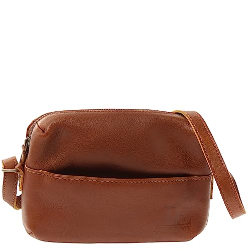 LECONI kleine Mini-Umhängetasche für Frauen Damentasche aus echtem Büffel-Leder für Reisen Festival Radfahren Freizeit Ledertasche für Damen Leder 20x14x6cm braun LE3080-buf von LECONI