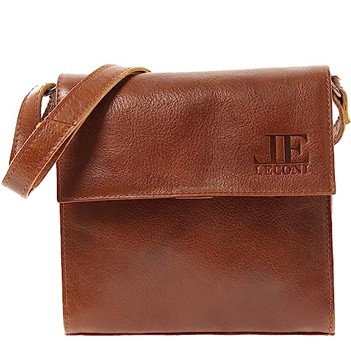 LECONI kleine Umhängetasche Damentasche Ledertasche Abendtasche Schultertasche Festivaltasche Leder 20x20x6cm braun LE3082-buf von LECONI