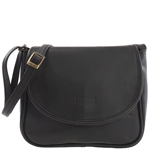 LECONI kleine Umhängetasche Damentasche Schultertasche Festivaltasche Leder 22x18x6cm schwarz LE3047-wax von LECONI